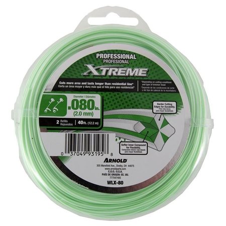 ARNOLD XTREME Professional Trimmer Line, 008 in Dia, 40 ft L, Monofilament WLX-80
